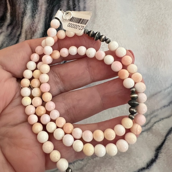 ❤️ 8mm 18” Queen Pink Conch Necklace w 925 Desert Navajo Pearls Saucers 20gms - Picture 9 of 13